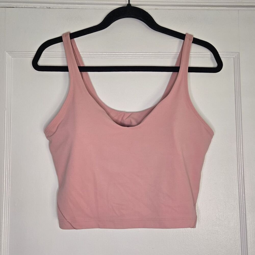 Lululemon Pink Cropped Tank Top Womens Scoop Neck Athletic Fit